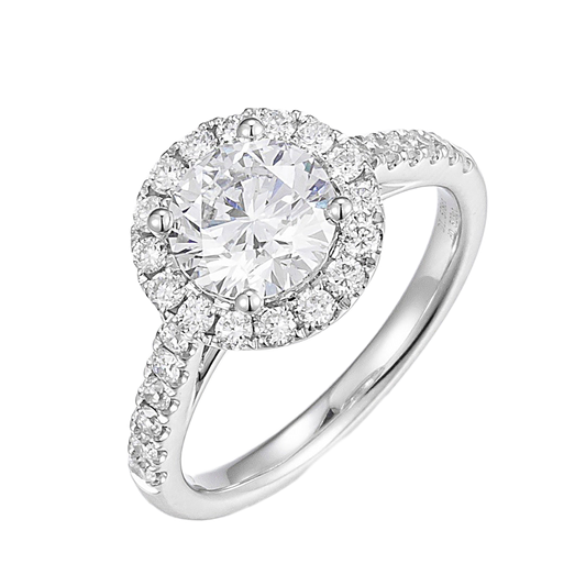 1 1/2 ct Round Halo Lab Grown Diamond Engagement Ring in 14K Gold