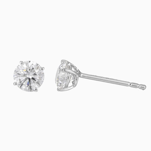 2ctw Perfect 4 prong Round Brillance Lab Grown Diamonds Earstuds (Pair) in 14k White Gold