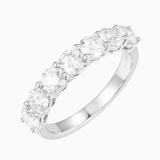 Round Cut Diamond 4prongs Half Eternity Ring