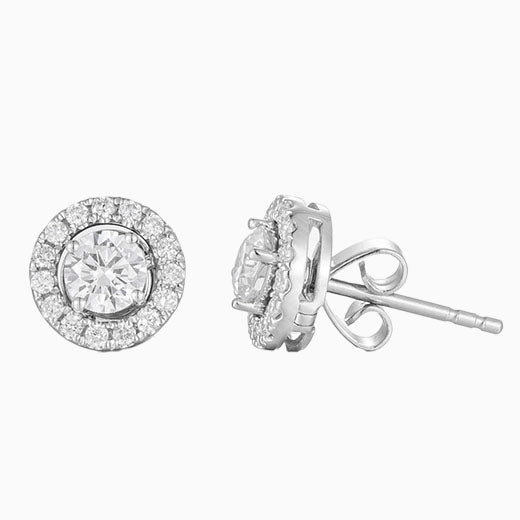 0.713ctw Round Detachable Halo Lab Grown Diamond Earstuds (Pair) in 14k White Gold
