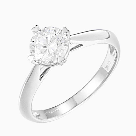 1ct Round 4 Prong Solitaire Lab Grown Diamond Engagement Ring in 14K White Gold