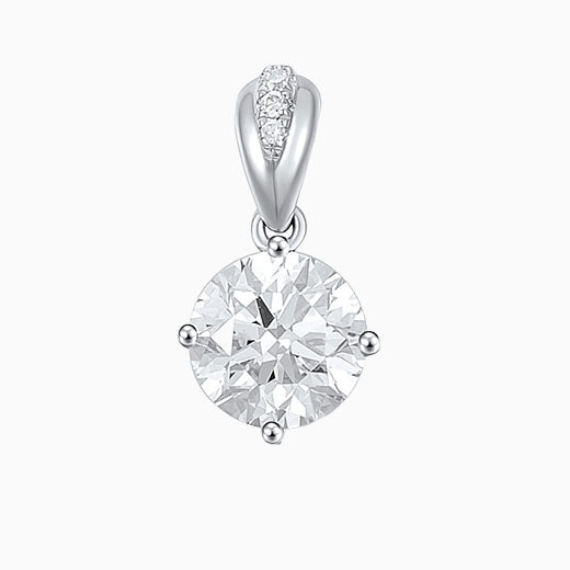 1 ct Classic 4 Prong Round Lab Grown Diamond Pendant Necklace in 14k White Gold