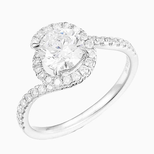1ct Round Twisted Halo Lab Grown Diamond Ring in 14k White Gold