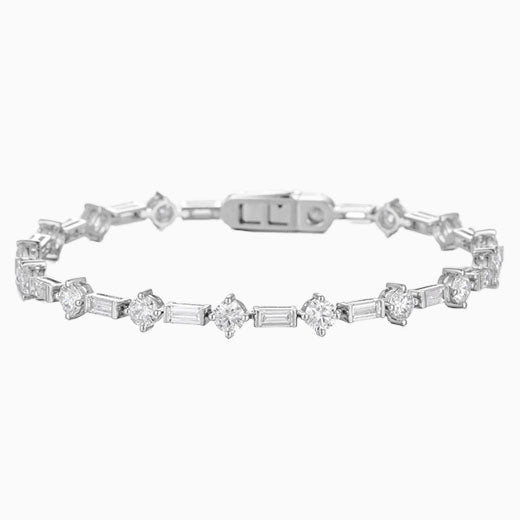 5.2 ct.tw Round and Baguette Lab Grown Diamond Tennis Bracelet 6-7.5 Inch in 14k Platinum
