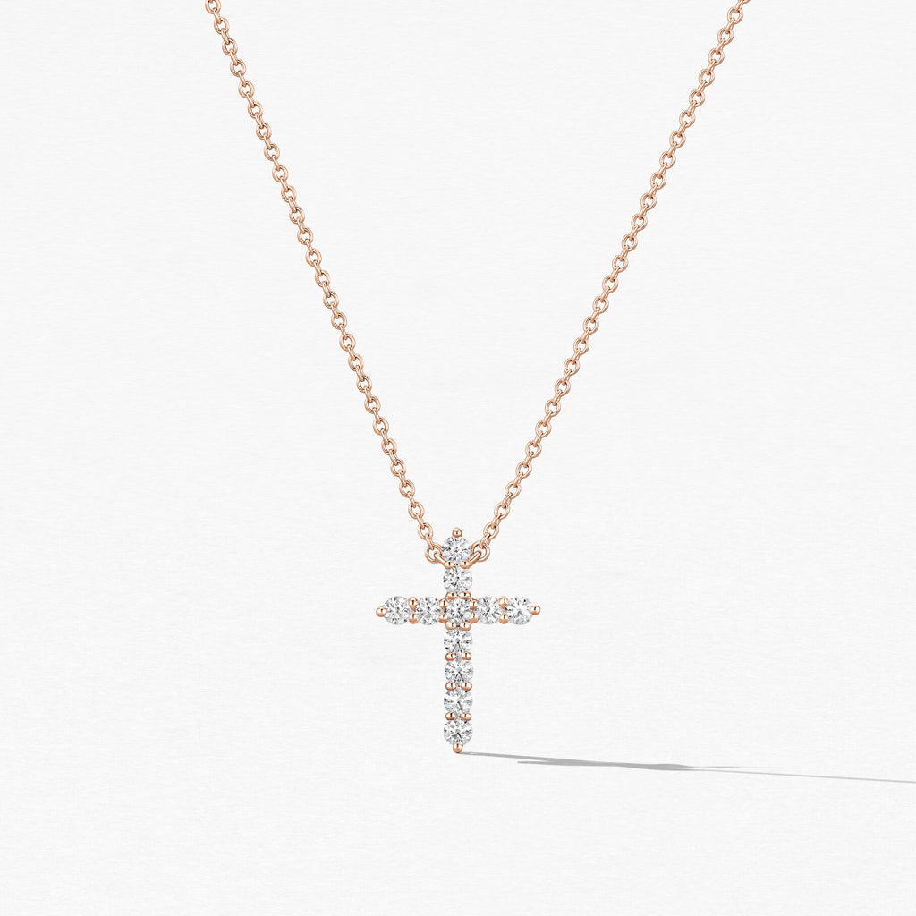 Lab Grown Diamond Cross Necklace in Platinum/18K/14K Rose Gold
