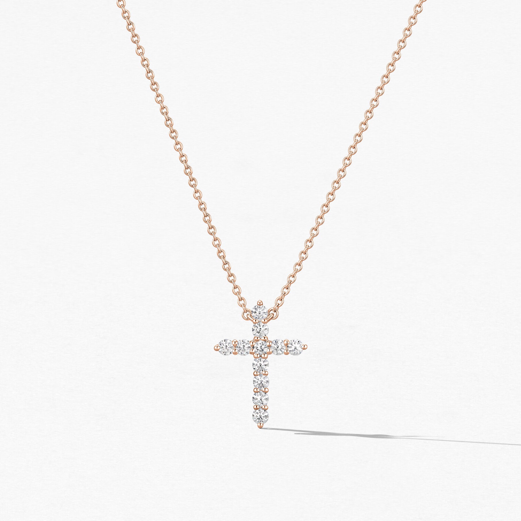 Lab Grown Diamond Cross Necklace in Platinum/18K/14K Rose Gold