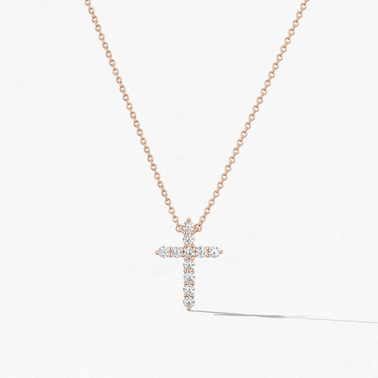 Lab Grown Diamond Cross Necklace in Platinum/18K/14K Rose Gold
