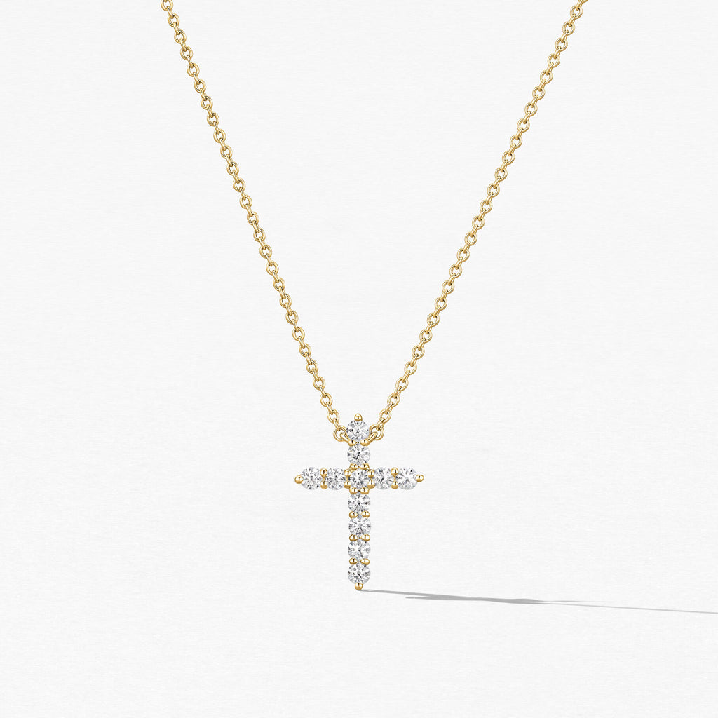 Lab Grown Diamond Cross Necklace in Platinum/18K/14K Yellow Gold