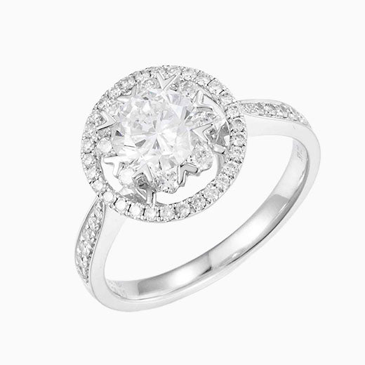 1 ct Starlight Round Halo Lab Grown Diamond Engagement Ring in 14k White Gold