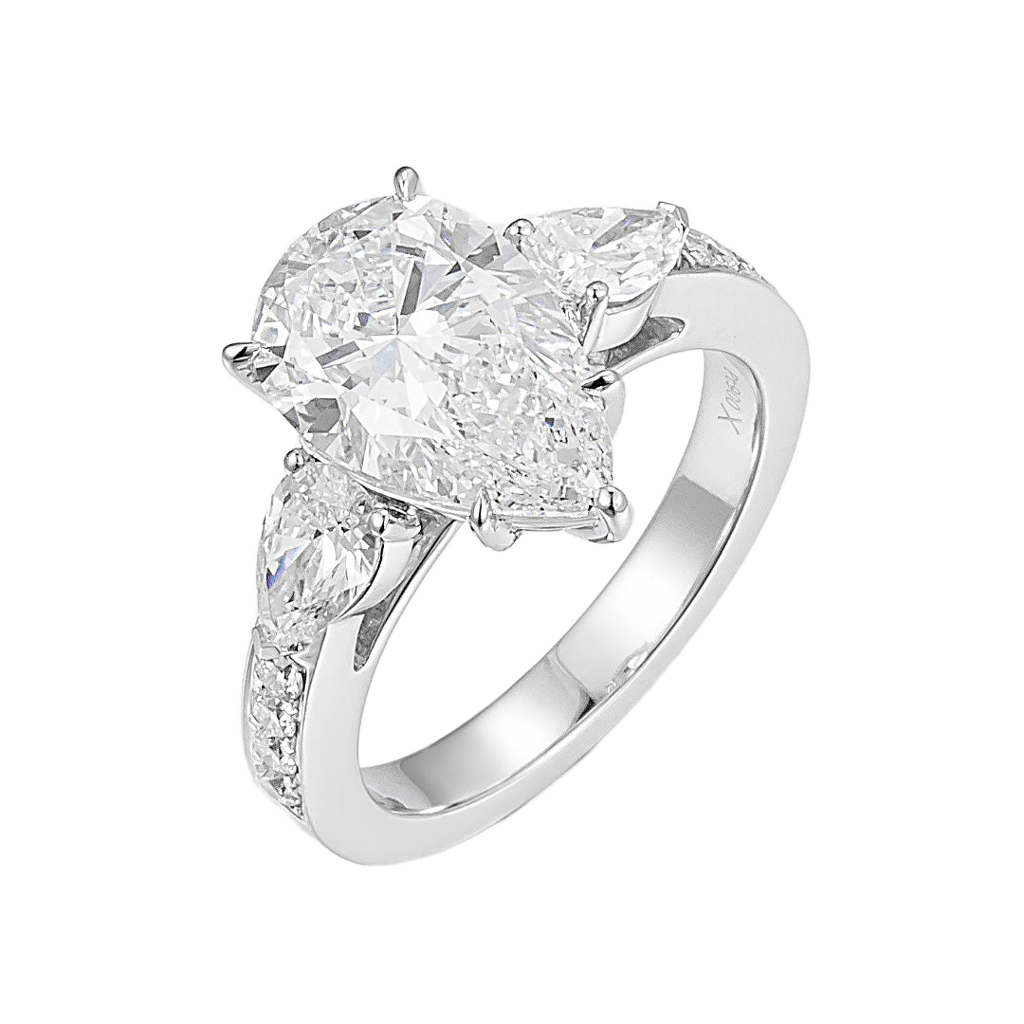 3ct Three stone Pear Lab Grown Diamond Ring in Platinum