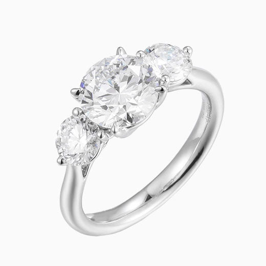 1ct Three Stone Round Lab Grown Diamond Engagement Ring in Platinum