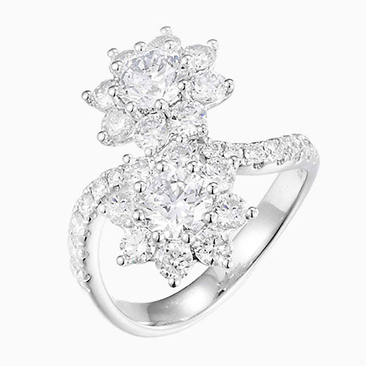 2.5 ct.tw  Twin Blossom Lab Grown Diamond Engagement Ring in 14k White Gold