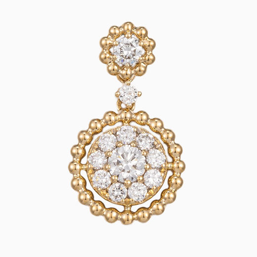 Vintage Round Halo Lab Grown Diamond Pendant in 14k Yellow Gold