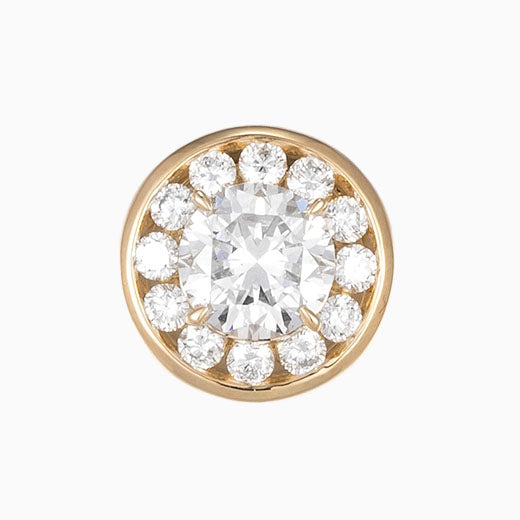 1ct Bezel Round Halo Lab Grown Diamond Pendant Necklace in 14k Yellow Gold