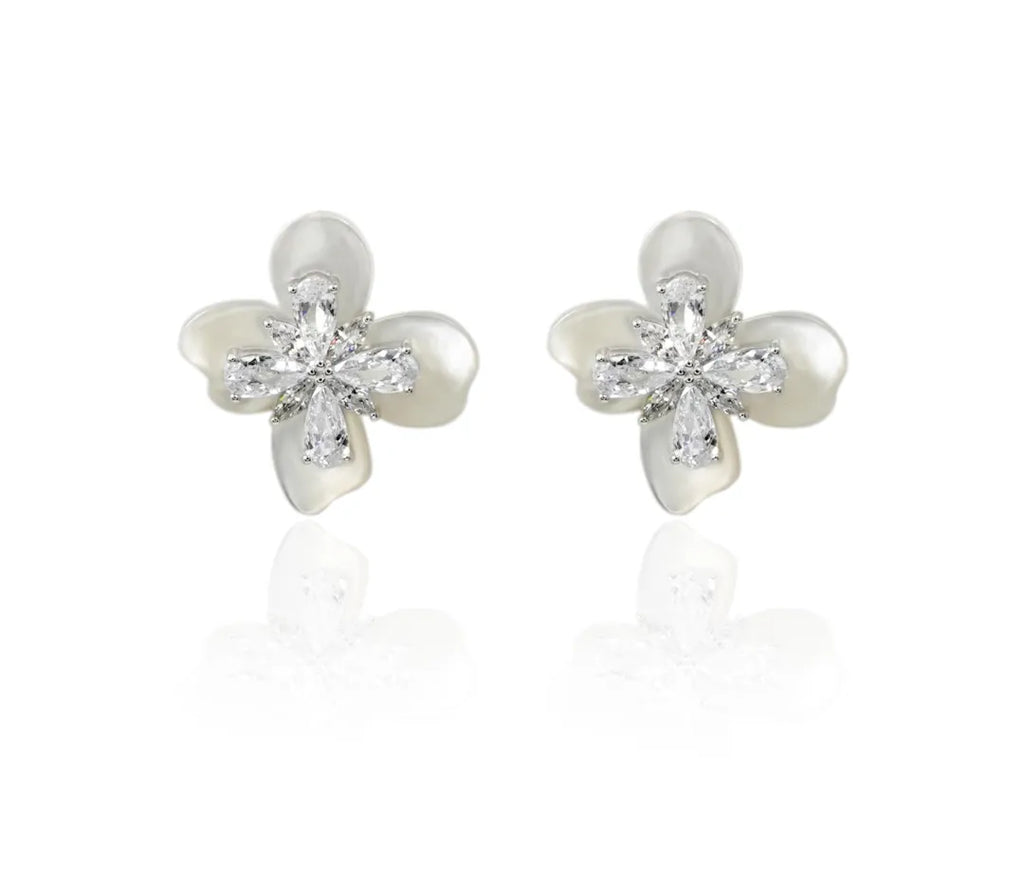 Flower Blossom Mother of Pearl Stud Earrings