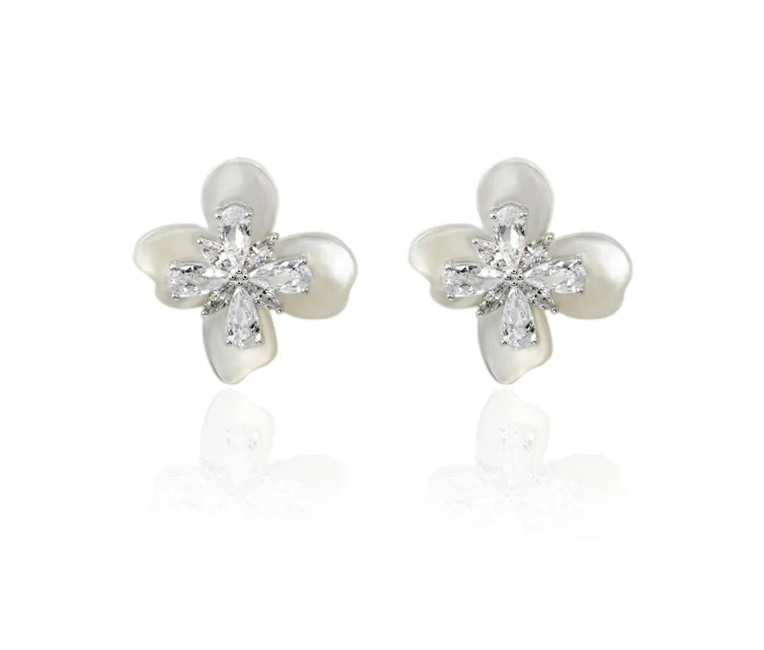 Flower Blossom Mother of Pearl Stud Earrings