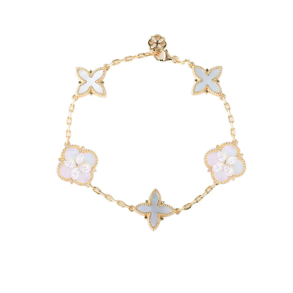 Clover and Star Mother of Pearl Multi-Motif Bracelet