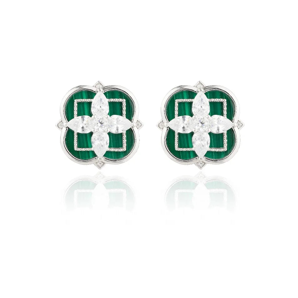 Malachite Clover Earrings 