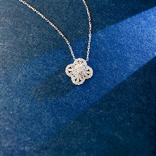 0.3ct Lab Grown Diamond Four Leaf Necklace in Platinum