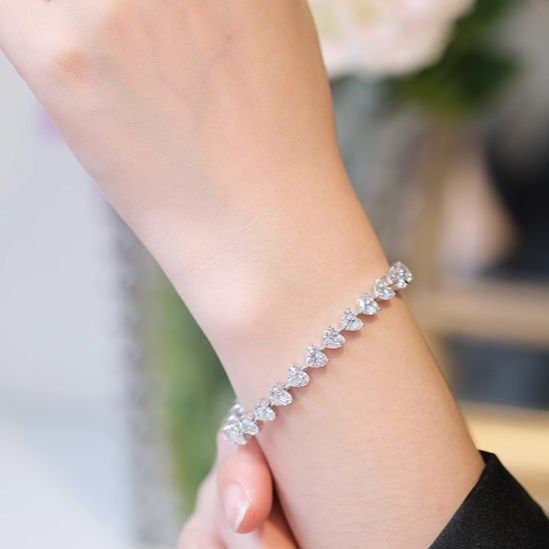 11ctw Heart cut Lab Grown Diamond Tennis Bracelet 6-7.5 Inch in Platinum