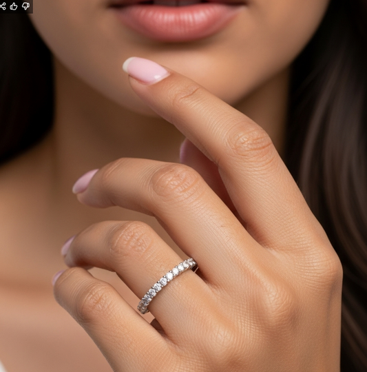 1.18ctw Round cut Lab Grown Diamond Eternity Ring in 14K White Gold