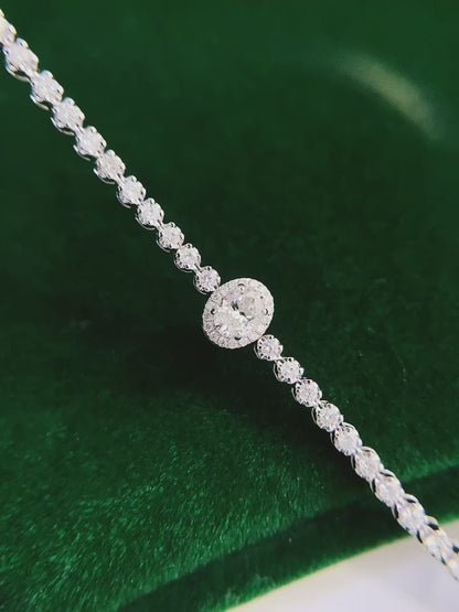 Oval Lab Grown Diamond Bracelet 6-7.5 Inch in 14k White Gold