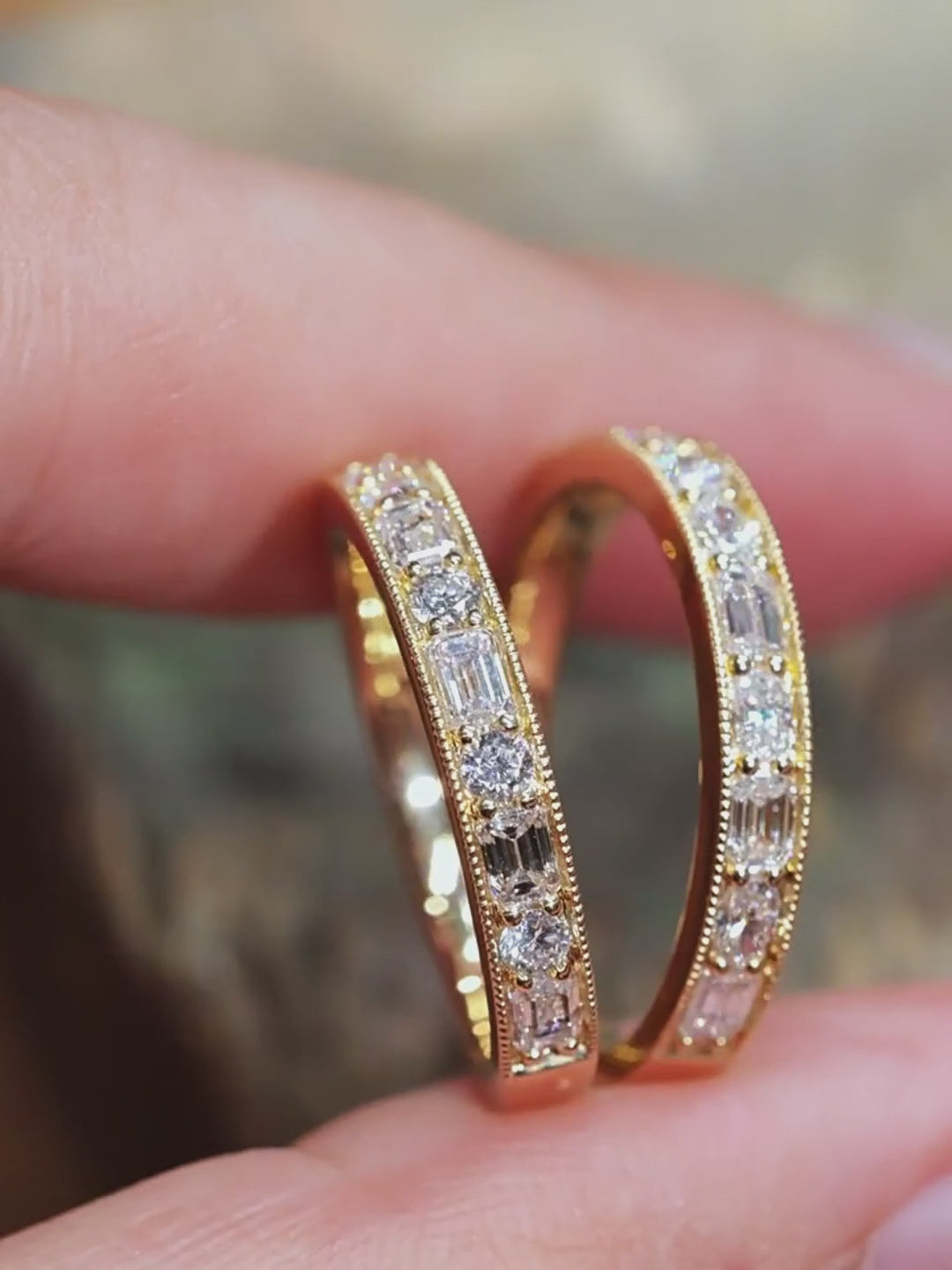 0.585ctw Baguette & Round Half Coverage Lab Grown Diamond Ring in 14k Yellow Gold