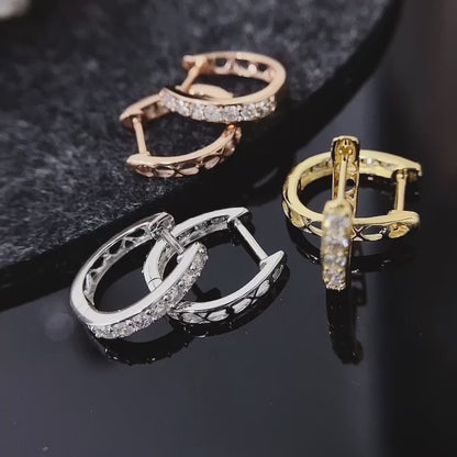 14K Gold Art Deco Round Lab Grown Diamond Earrings(Pair)
