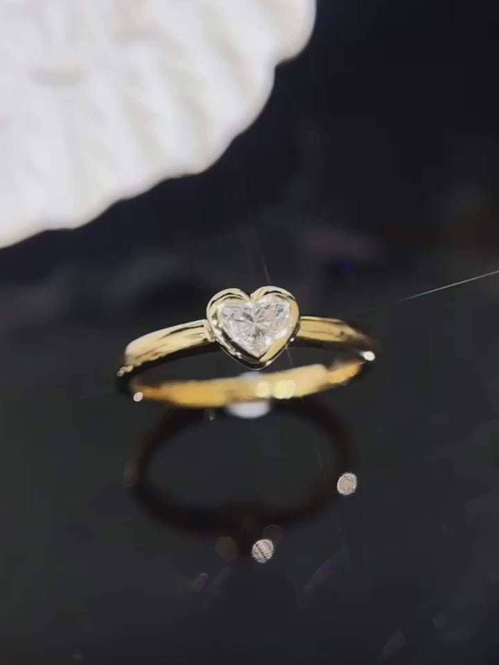 Bezel Heart Lab Grown Diamond Ring in 14K Yellow Gold