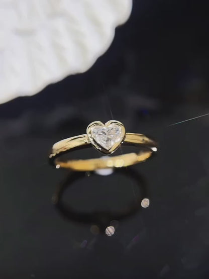 Bezel Heart Lab Grown Diamond Ring in 14K Yellow Gold