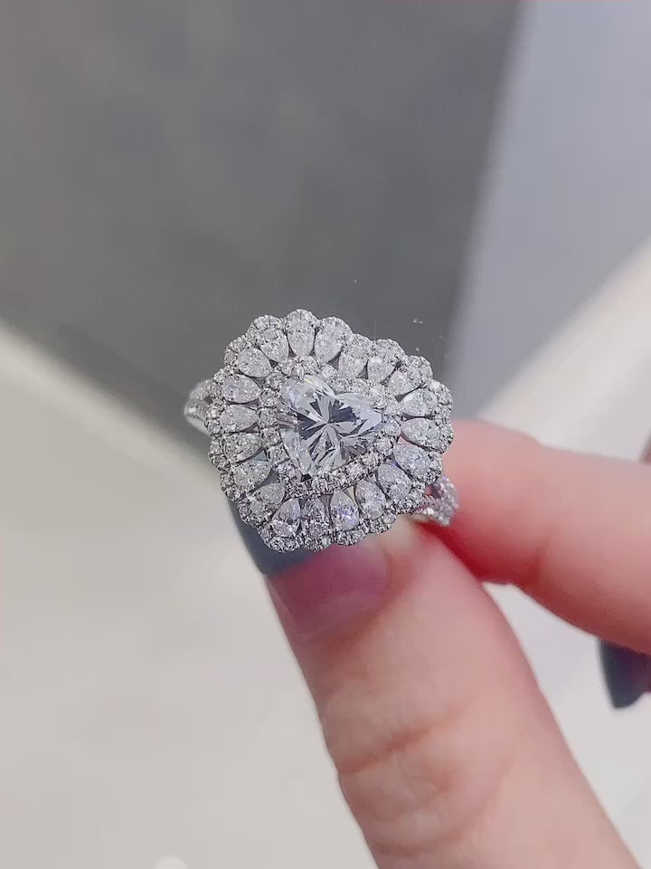 Convertible Heart Lab Grown Diamond Pendant↔Ring in 14k White Gold