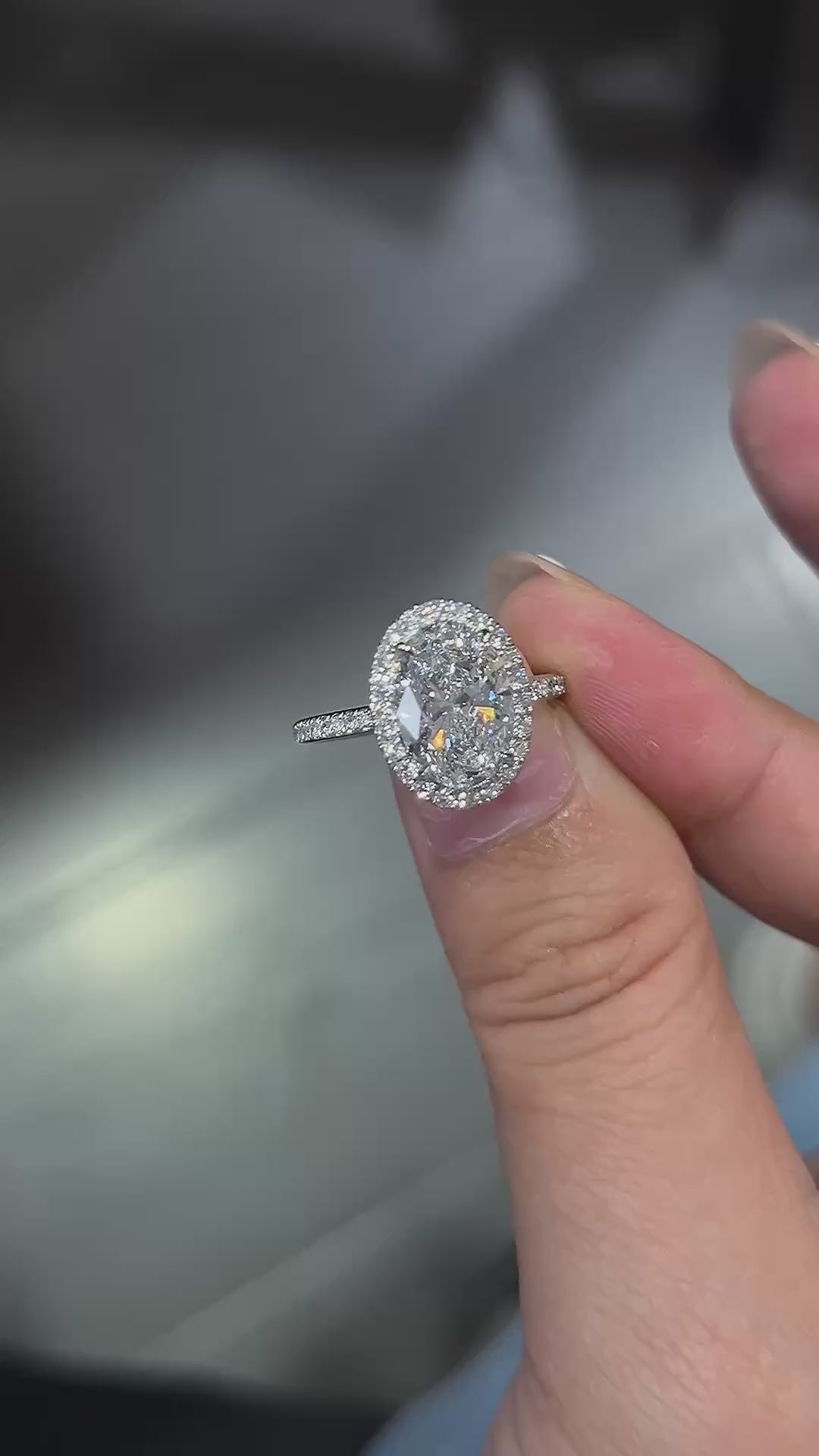1 ct Oval Halo Lab Grown Diamond Ring Set in Platinum