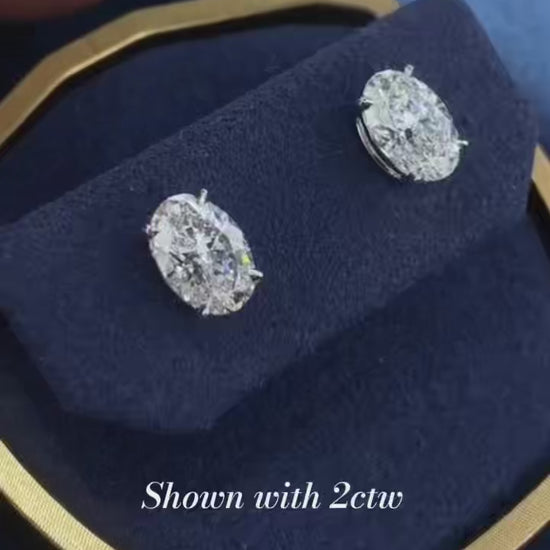 1CTW Oval Lab Grown Diamonds Earstuds in 14k white gold (Pair)