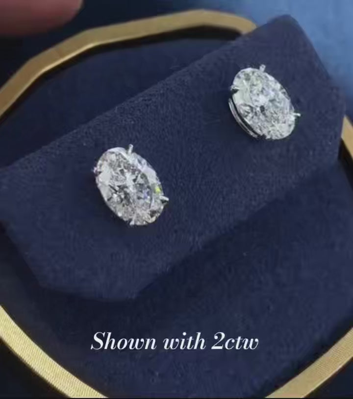 1CTW Oval Lab Grown Diamonds Earstuds in 14k white gold (Pair)