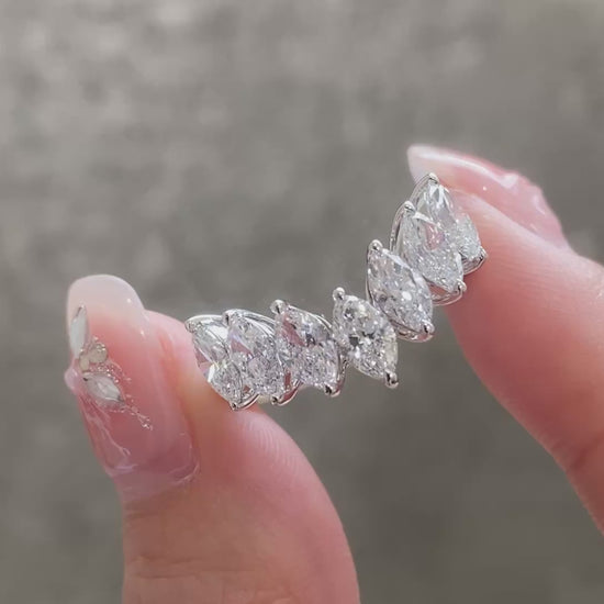 1.81 ctw V Shaped Marquise Lab Grown Diamond Eternity Band in 14k White Gold