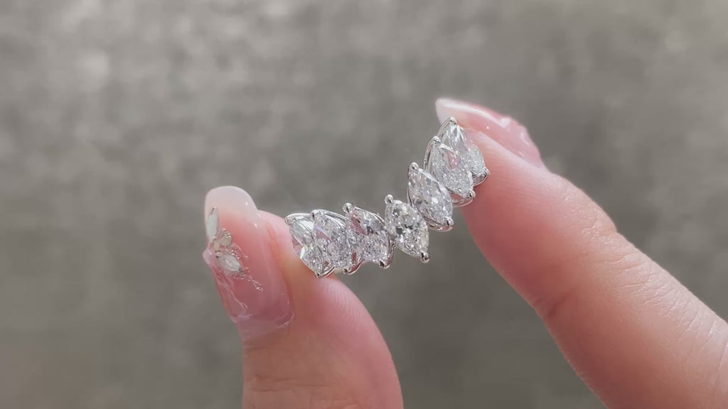 1.81 ctw V Shaped Marquise Lab Grown Diamond Eternity Band in 14k White Gold