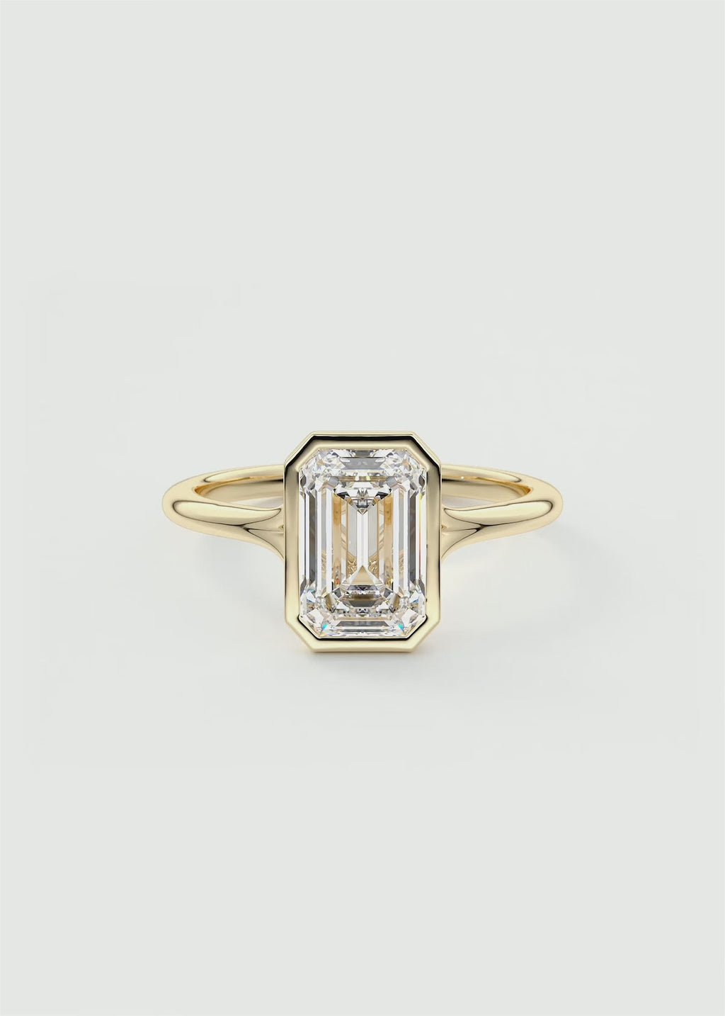 2ct Emerald Bezel Lab Grown Diamond Engagement Ring in 14K Yellow Gold