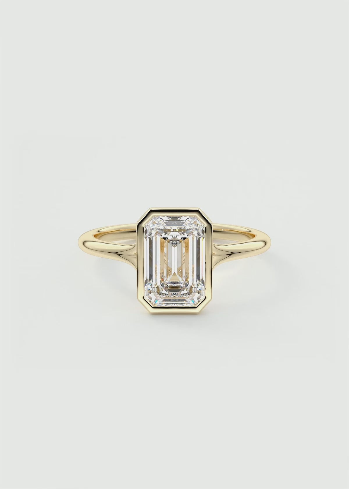 2ct Emerald Bezel Lab Grown Diamond Engagement Ring in 14K Yellow Gold