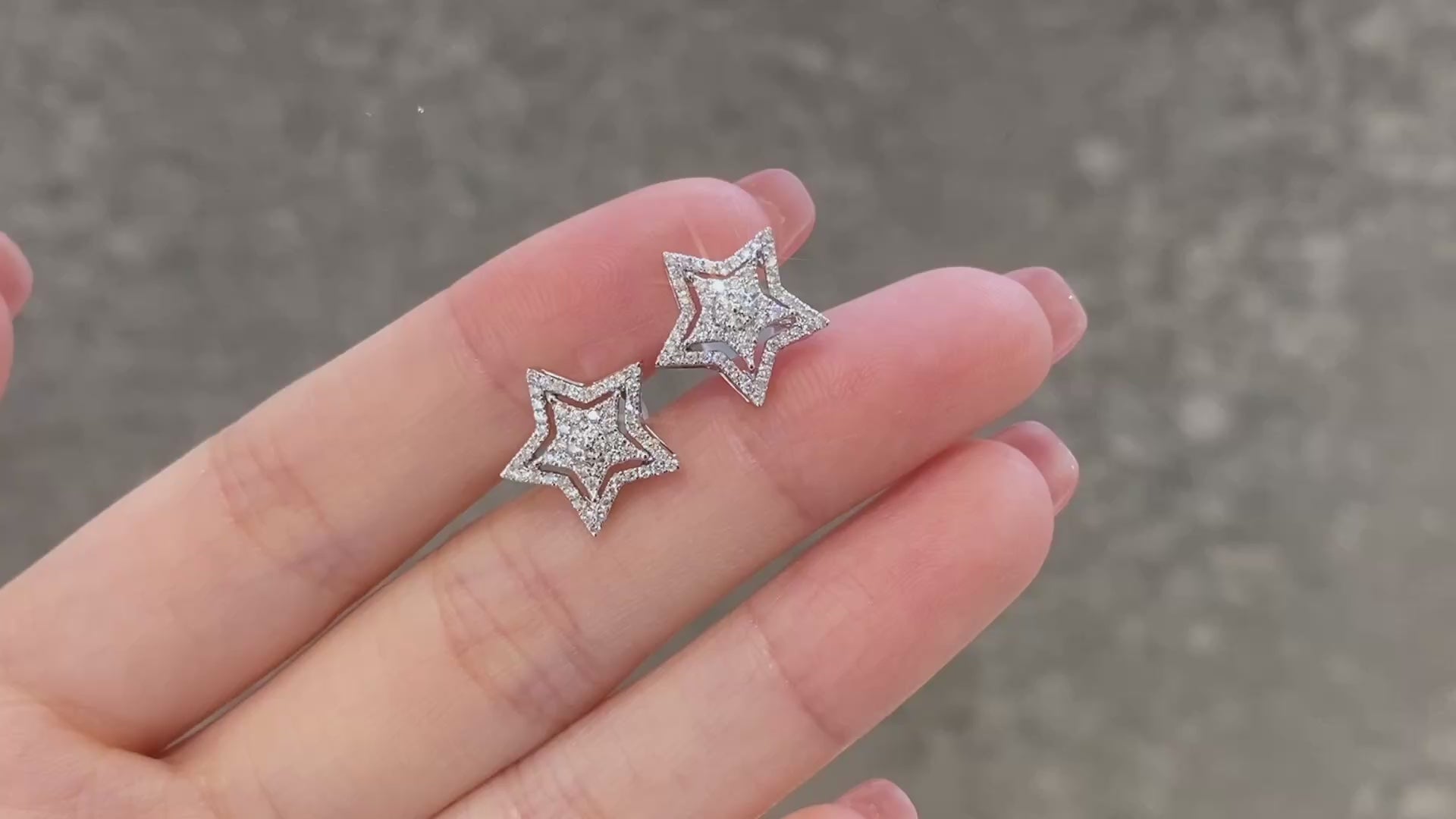 Star Detachable Halo Lab Grown Diamond Earstuds(Pair) in 14k White Gold