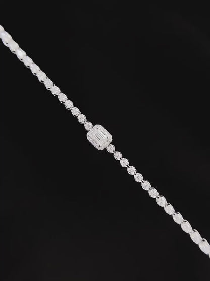 Emerald Lab Grown Diamond Bracelet 6-7.5 Inch in 14k White Gold