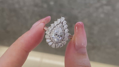 Fancy Pear Convertible Lab Grown Diamond Necklace↔Ring