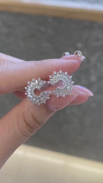 Baguette Sunburst Lab Grown Diamond Earstuds(Pair)