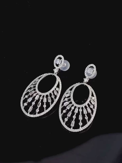 Vintage Oval Baguette Drop Earrings(Pair)