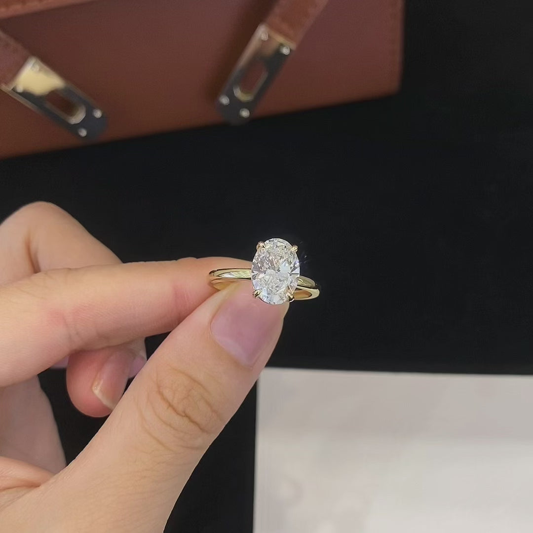 2 ct The Petite 4-Prong Solitaire Oval Lab Grown Diamond Engagement Ring in 14K Yellow Gold