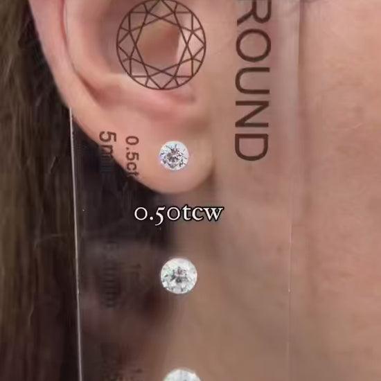 1ct.tw 3 prongs Round Lab Grown Diamonds Earstuds (Pair) in 18k White Gold