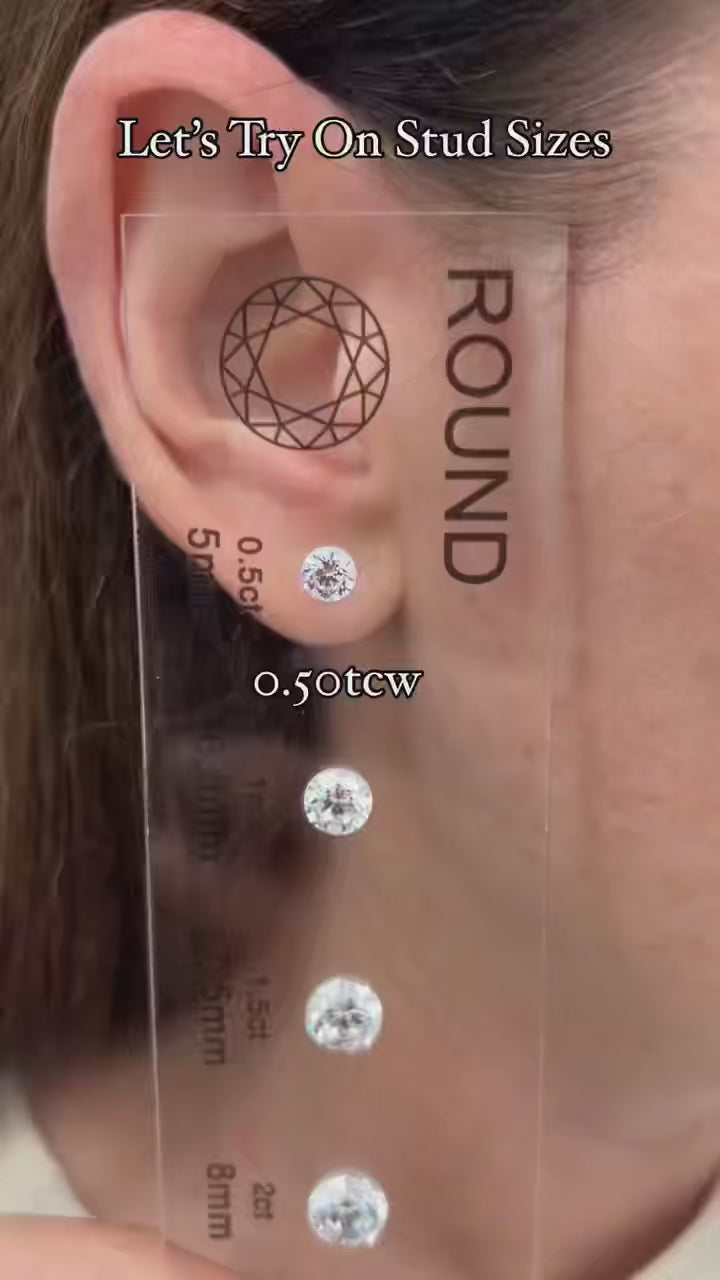 1ct.tw 3 prongs Round Lab Grown Diamonds Earstuds (Pair) in 18k White Gold