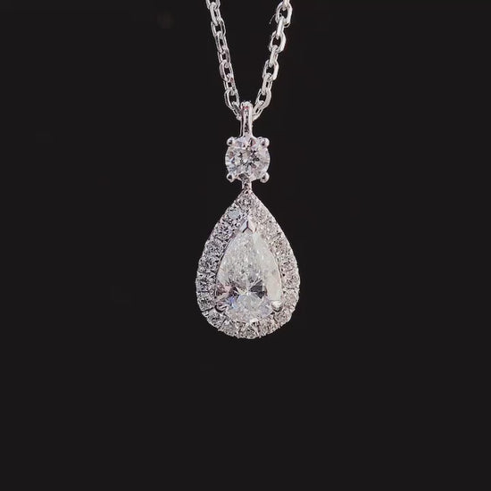 0.47ct Pear Halo Lab Grown Diamond Necklace in 14K Gold