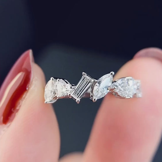 0.8 ctw Fancy Cut Lab Grown Diamond Eternity Ring in 14k White Gold