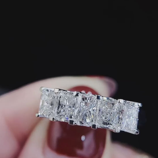 1.66 ctw Radiant Cut Lab Grown Diamond Half Eternity Ring in 14k White Gold