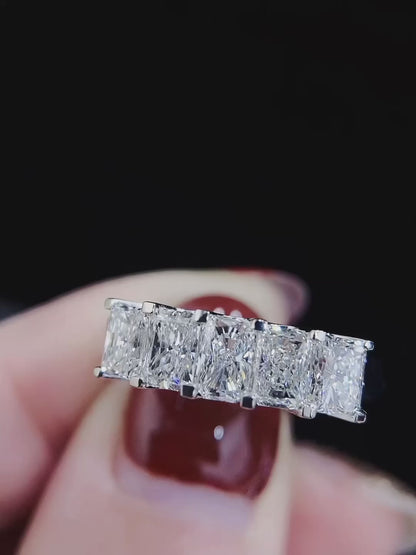 1.66 ctw Radiant Cut Lab Grown Diamond Half Eternity Ring in 14k White Gold